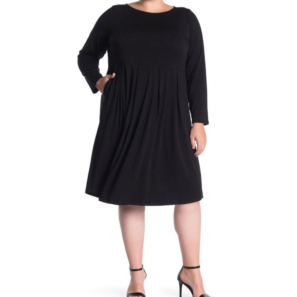 West Kei Long Sleeve Knit Midi Dress Black Size 3X
